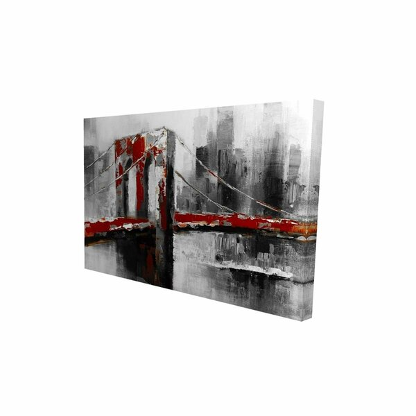 Begin Home Decor 20 x 30 in. Abstract & Red Brooklyn Bridge-Print on Canvas 2080-2030-CI133